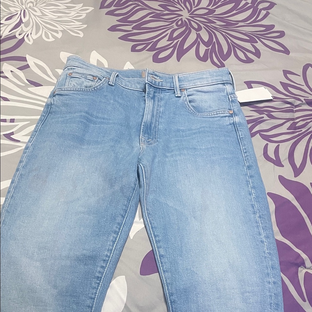 MOTHER Light Blue Ankle & Cropped Jeans